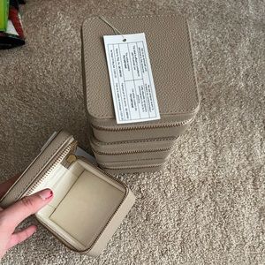 Taupe travel jewelry cases
